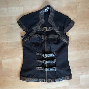 steampunk/ Ren Faire faux leather corset top